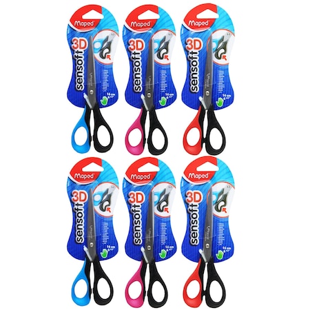 Maped Sensoft Scissors with Flexible Handles, 6in, Left-Handed, PK6 MAP696510